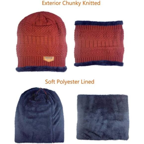 Winter Hat Scarf Gloves Slouchy Beanie Snow Knit Skull Cap Touch Screen - Picture 3 of 7